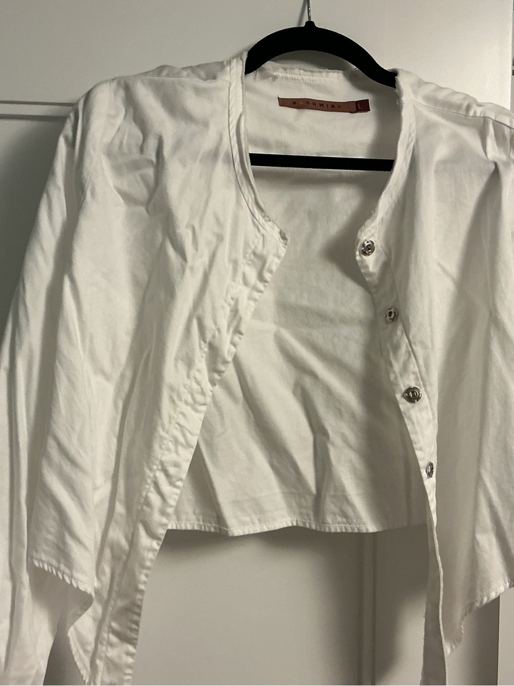 pashmina White Cropped Button-Down Jacket